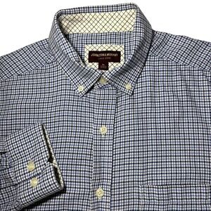 Johnston & Murphy Mens XL Blue Houndstooth Cotton Button Down Shirt XL
